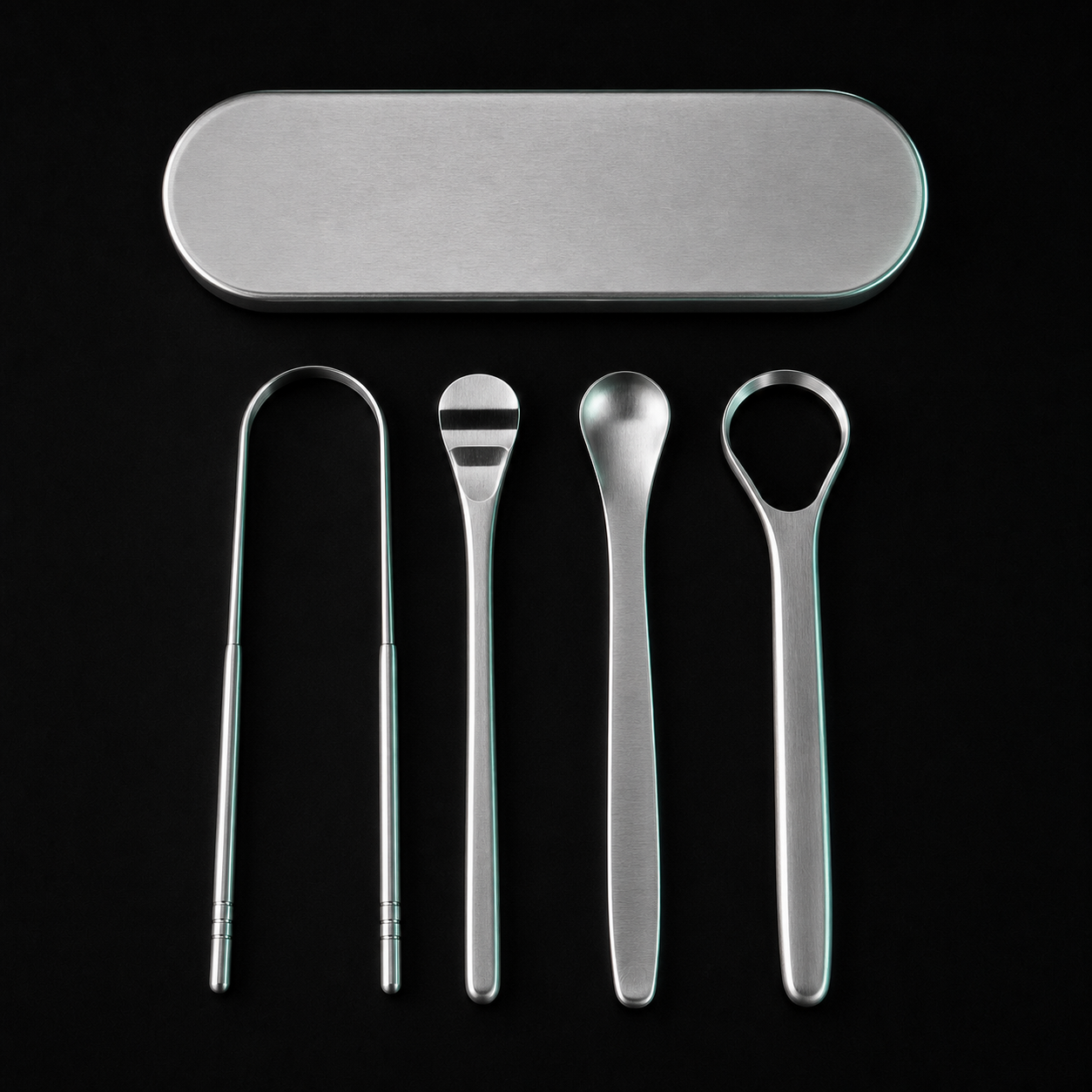 Morgenklar Edelstahl-Zungenpflege-Set · 4-teilig – Ansicht 2